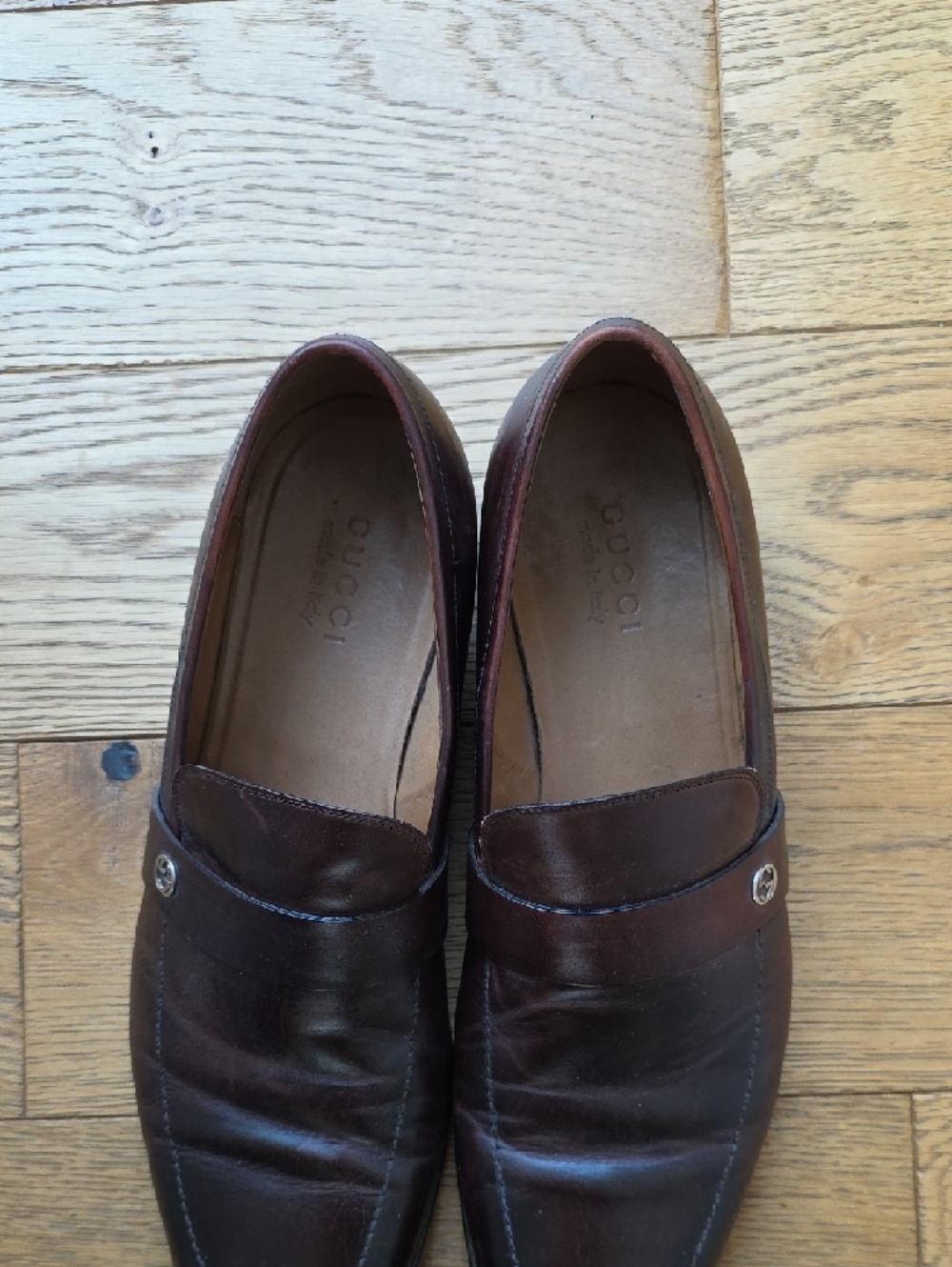 Gucci Men's Brown Leather Slip-On Loafers - Picture 5 of 11